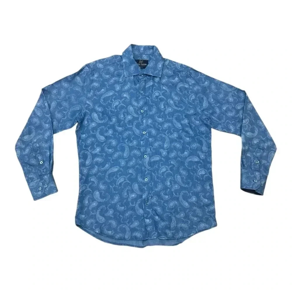 Suslo Couture Flower Casual Button  Down‎ Shirt